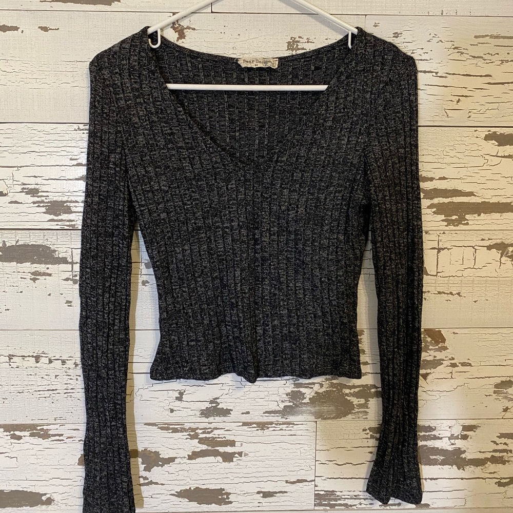 Long-sleeve Dark Gray Cropped Shirt